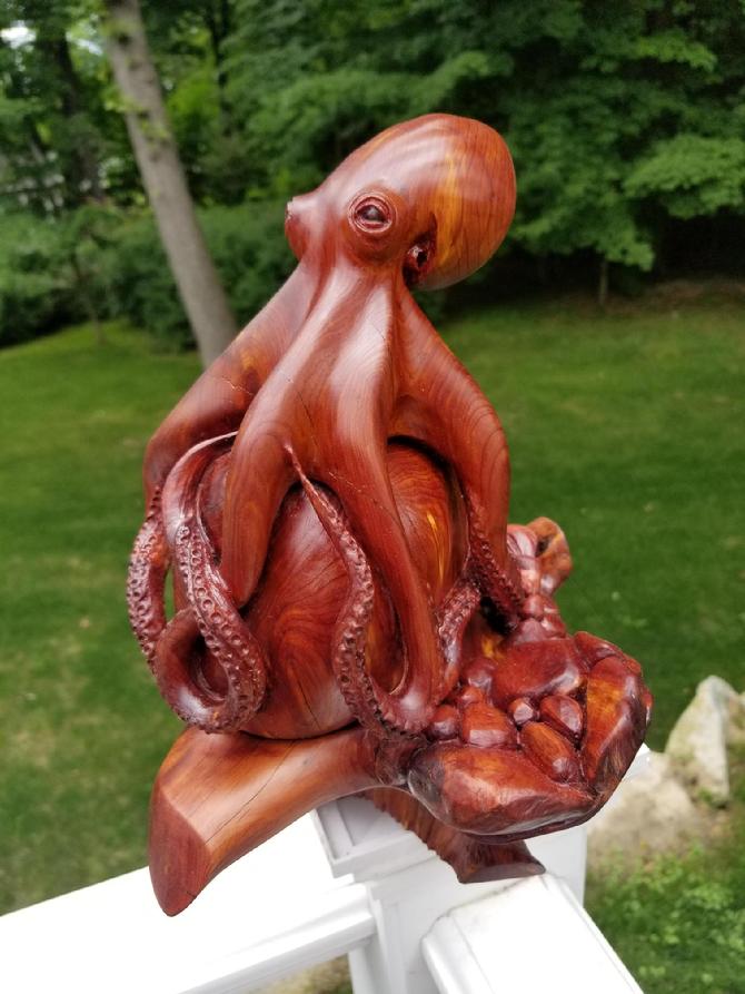 Wood sales carved octopus